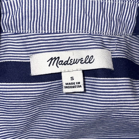 MADEWELL Striped Top Button-Down Tunic Shirt Size Small Navy Blue White - Picture 5 of 11